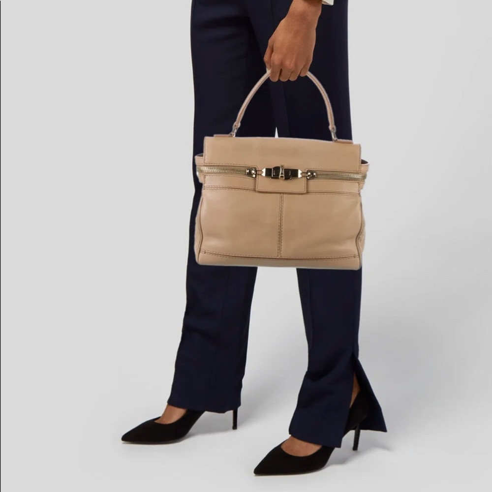 Max Mara Top Handle Bag (Tan Neutrals Leather) - Comes with duster bag